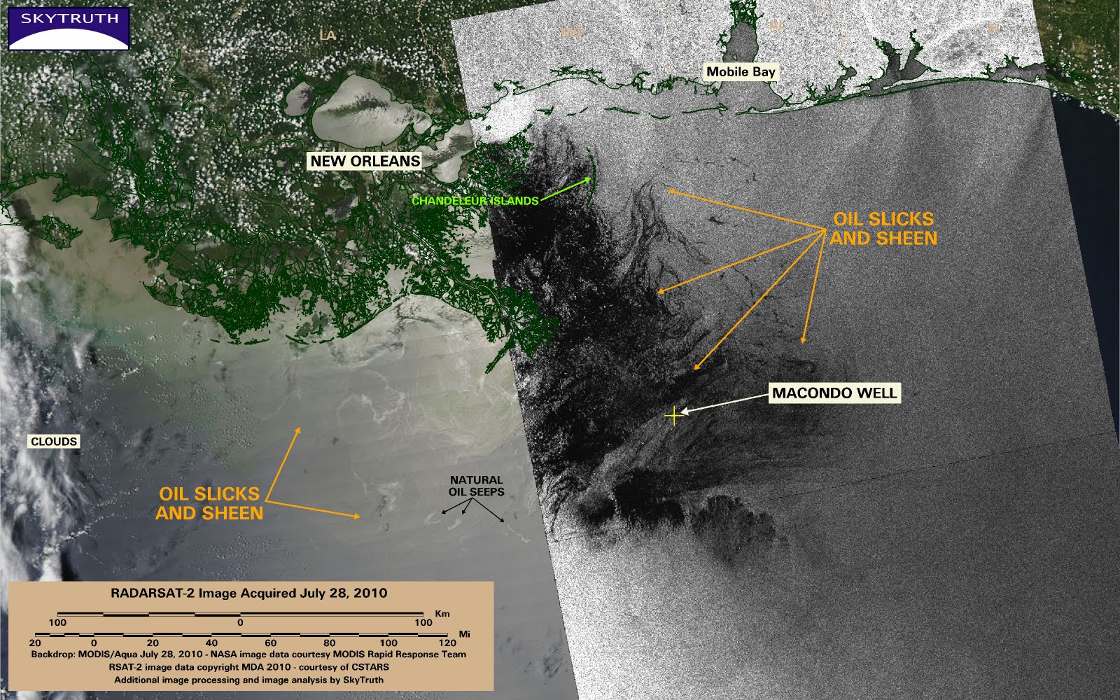BP Gulf Oil Spill Satellite Image July 28th 2010 With Infrared Analysis