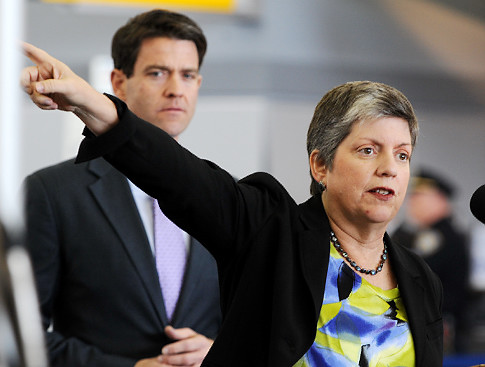The first Advanced Imaging Technology (AIT) scanner at JFK airport is shown by Homeland Security Secretary Janet Napolitano (r.) Friday. The first Advanced Imaging Technology (AIT) scanner at JFK airport is shown by Homeland Security Secretary Janet Napolitano (r.) Friday.