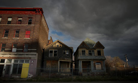 detroit-dereliction-007 Shuttered homes and businesses in downtown Detroit, Michigan. American cities and states have debts that could be as high as $2tn