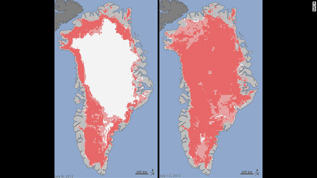 Satellites reveal rare levels of Greenland ice melt Satellites reveal rare levels of Greenland ice melt