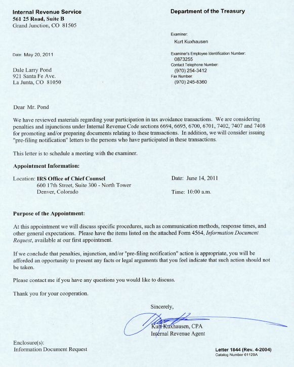 IRS Letter page 1