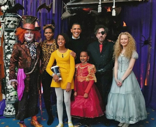 Pictures of Obama, White House Alice in Wonderland Party in 2009 With Johnny Depp