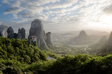 Mist often shrouds these towering monasteries. Mist often shrouds these towering monasteries.