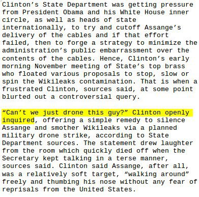 She Was So Afraid Of Assange She Wanted Obama To Have Him Killed