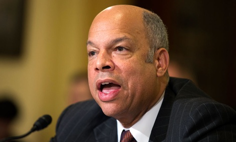 Homeland Security Secretary Jeh Johnson testifies on Capitol Hill in Washington.