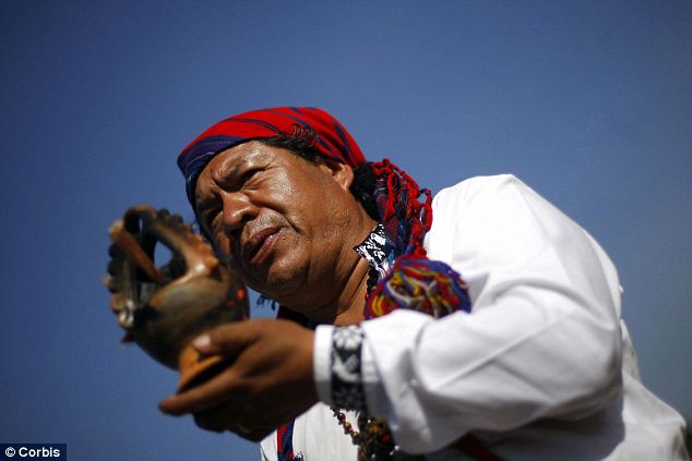 Ritual: An indigenous man during a Mayan ceremony on February 21 2011 in Guatemala City, Guatemala