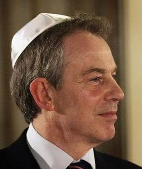 tony_blair_yarmulke_s Then British prime minister Tony Blair wearing a yarmulke